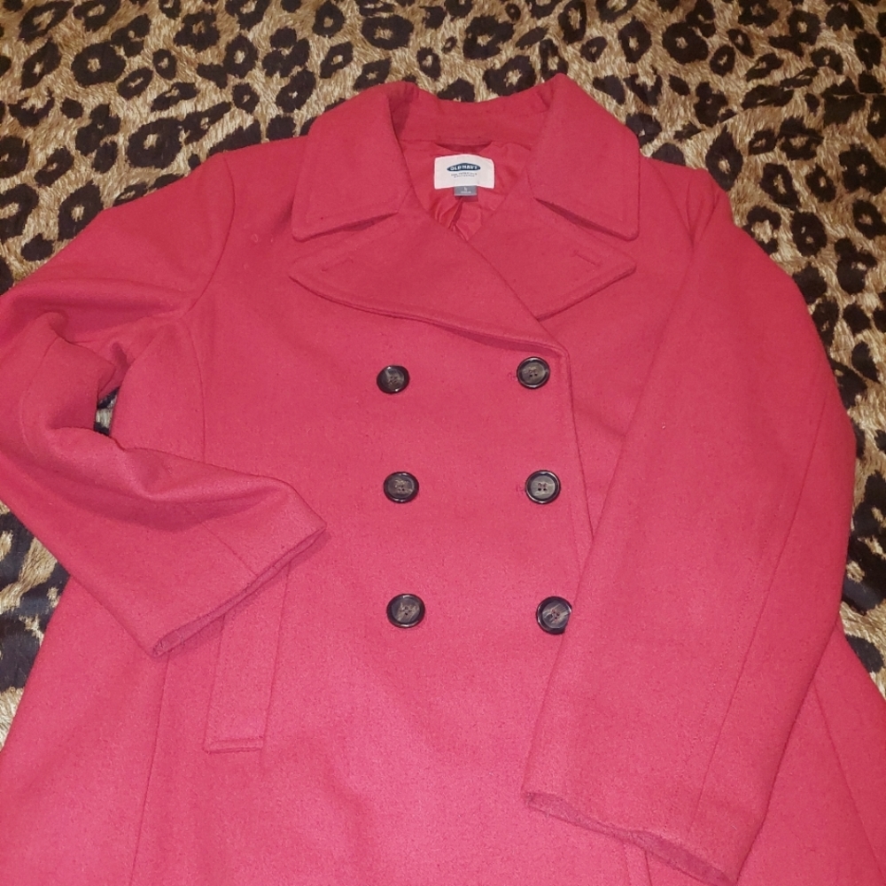 Red pea coat